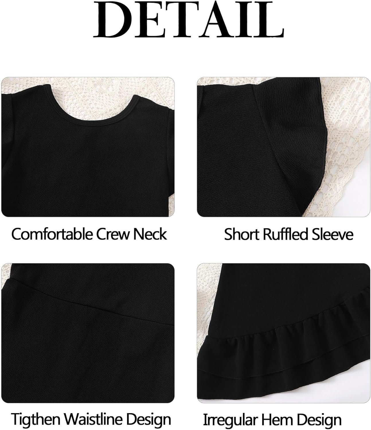Girls Spring Summer Dresses Cap Sleeve Midi Kids Prom Dress Tween Girl Semi Formal Party Black Dress Size 9-10