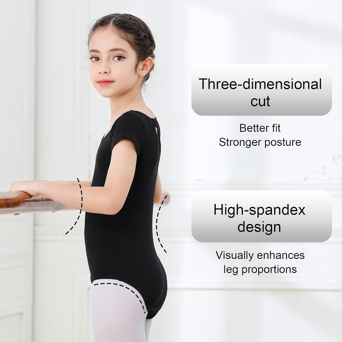 DIPUG Leotards for Girls Leotard Toddler Short Sleeve Crisscross Back