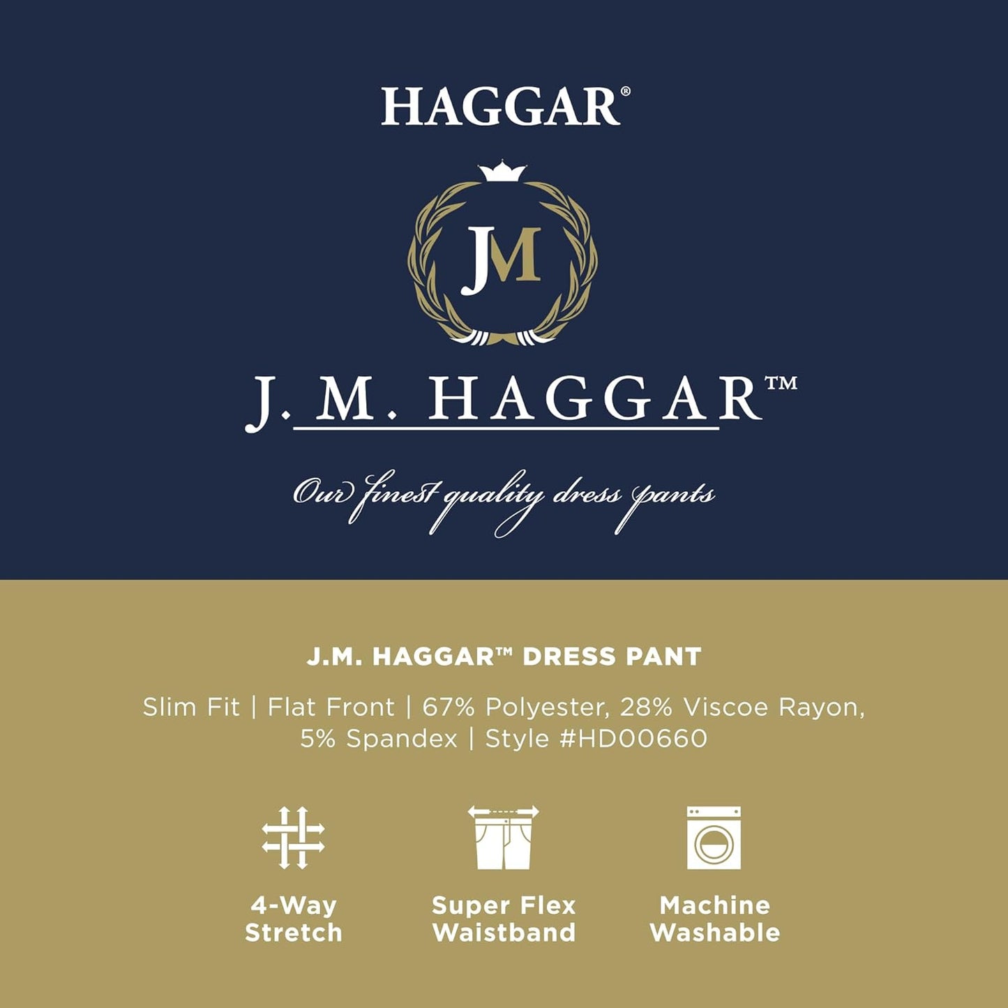 J.M. Haggar Men's 4 Way Stretch Slim Fit Flat Front Dress Pant