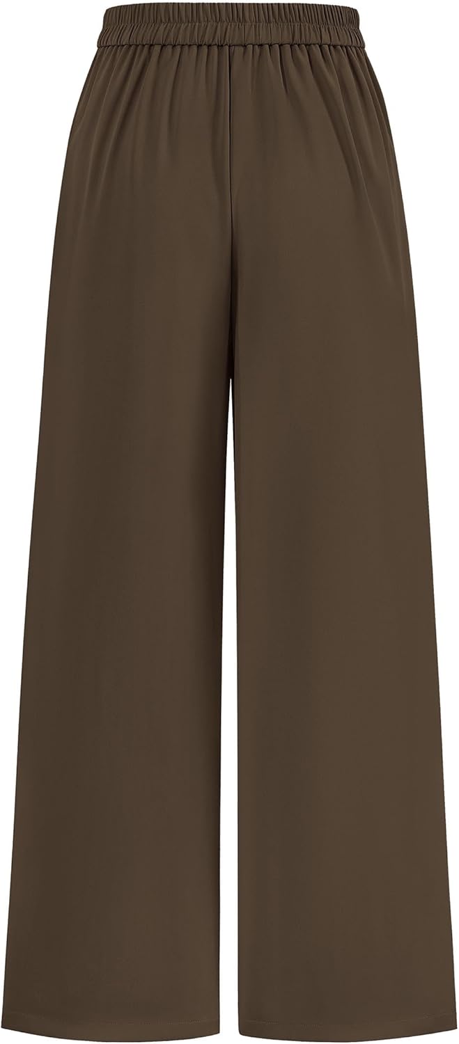 KIRUNDO Wide Leg Dress Pants for Women High Waisted Office Work Trousers Business Casual Slacks Button Flowy Palazzo Pant