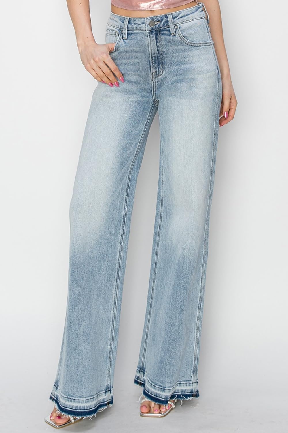 Risen Women's High Rise Wide Leg Jeans