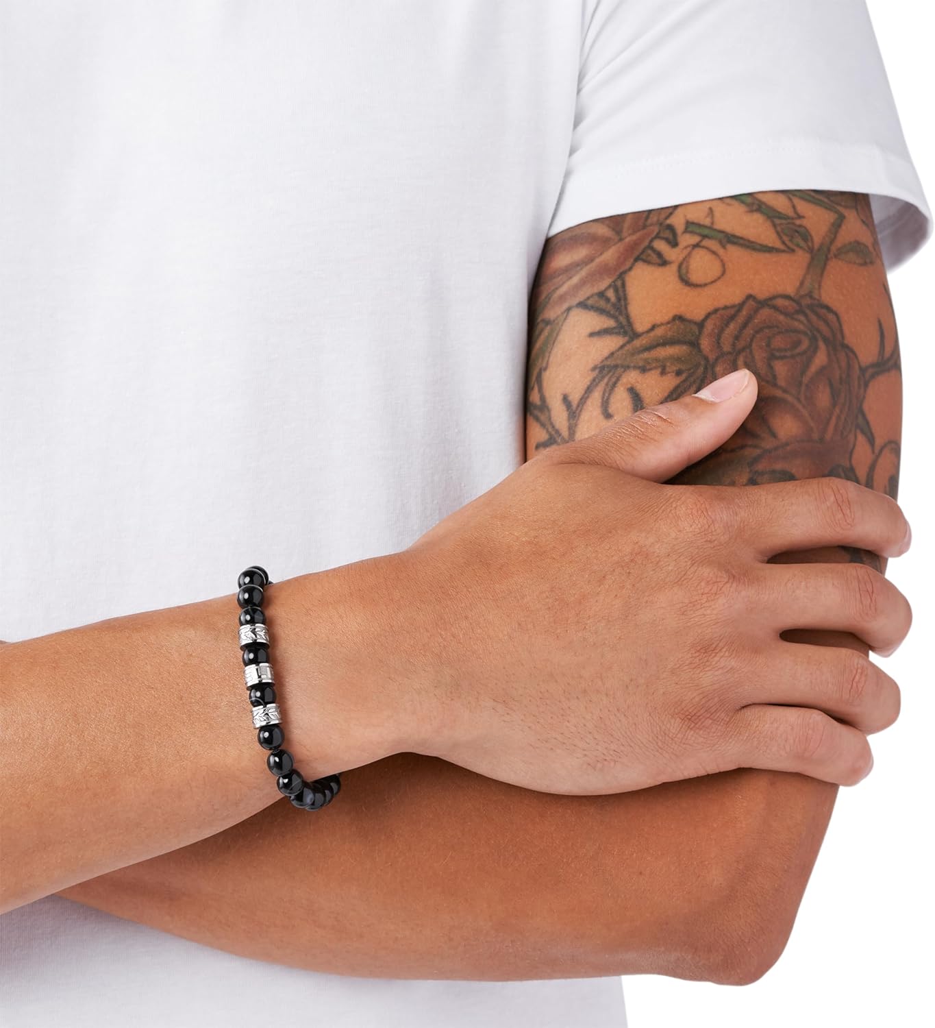Diesel Stainless Steel and Beaded Bracelet for Men