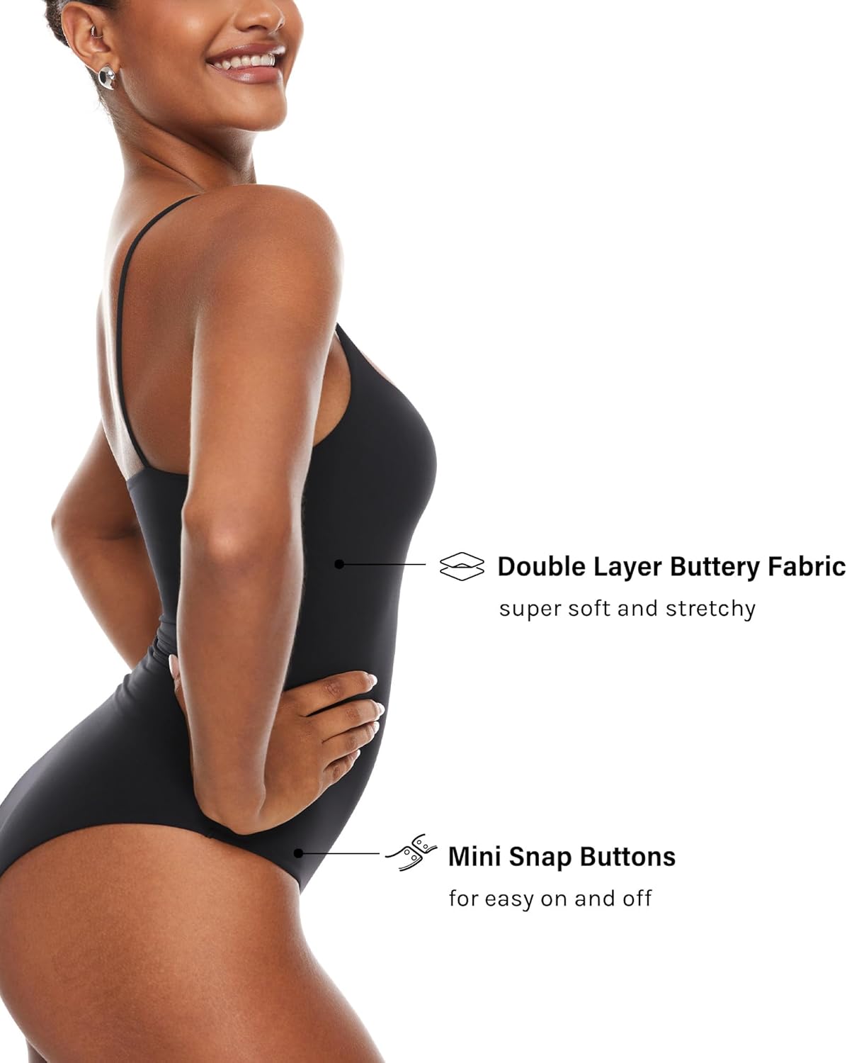 INLYRIC Women's Inbarely Sexy Square Neck Bodysuit Camisole Backless Sleeveless Spaghetti Strap Tank Tops Bodysuits