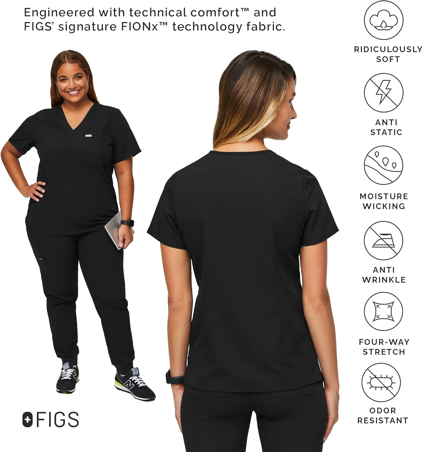 FIGS Catarina Scrub Tops for Women — Classic Fit, 1 Pocket, Four-Way Stretch, Anti-Wrinkle
