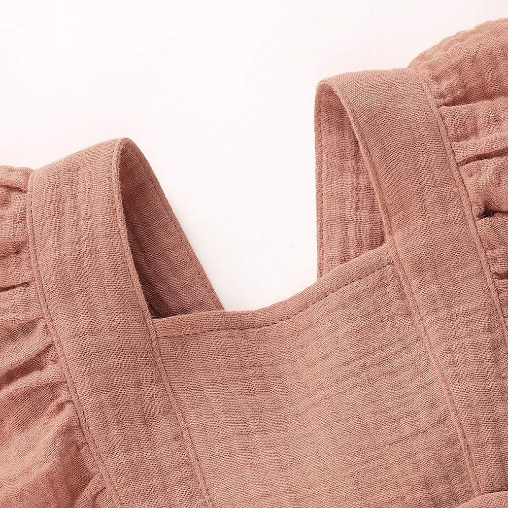 Douhoow Infant Baby Girl Romper Baby Ruffle Bodysuit Jumpsuit One-Piece Cotton Linen Clothes