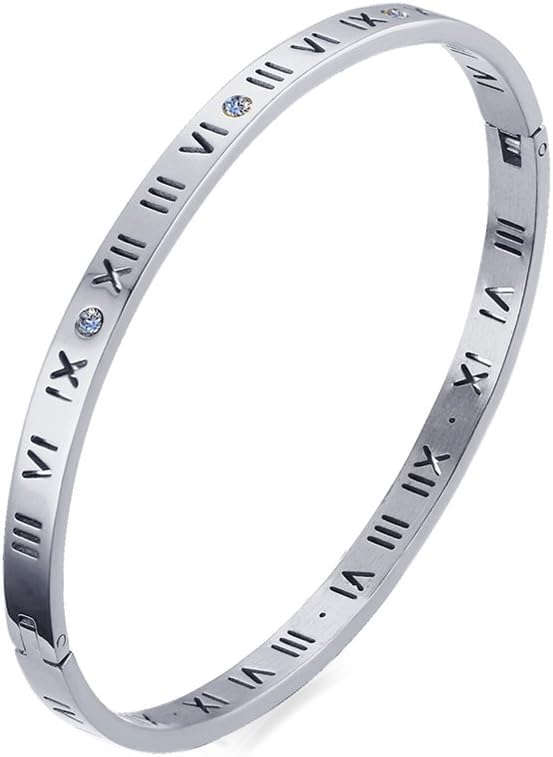 Love Friendship Stainless Steel Roman Numeral Bangle Bracelet Best Gifts Couples Valentine's Day