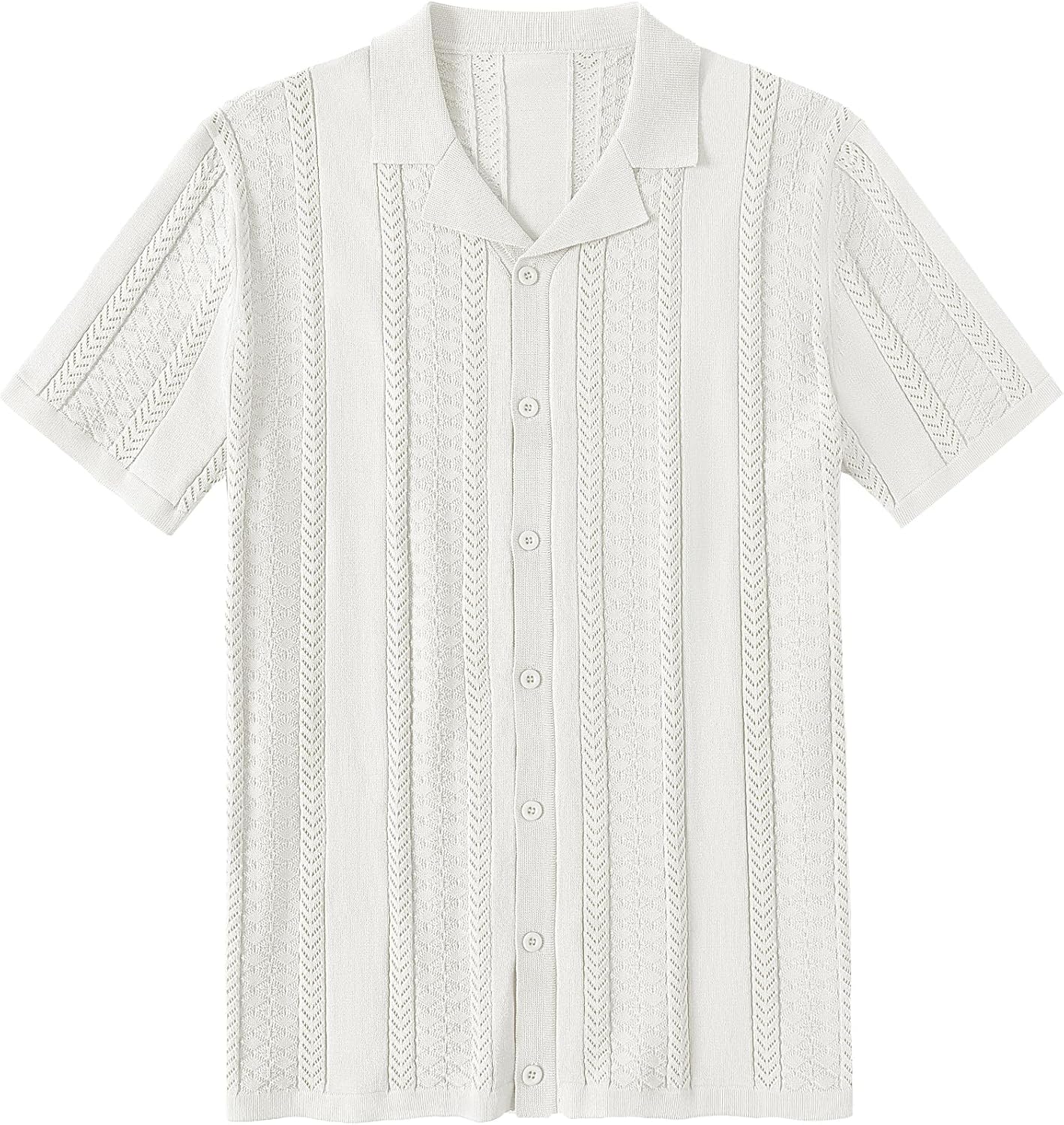 COOFANDY Men's Knit Shirts Vintage Short Sleeve Button Down Shirt Casual Summer Beach Shirt