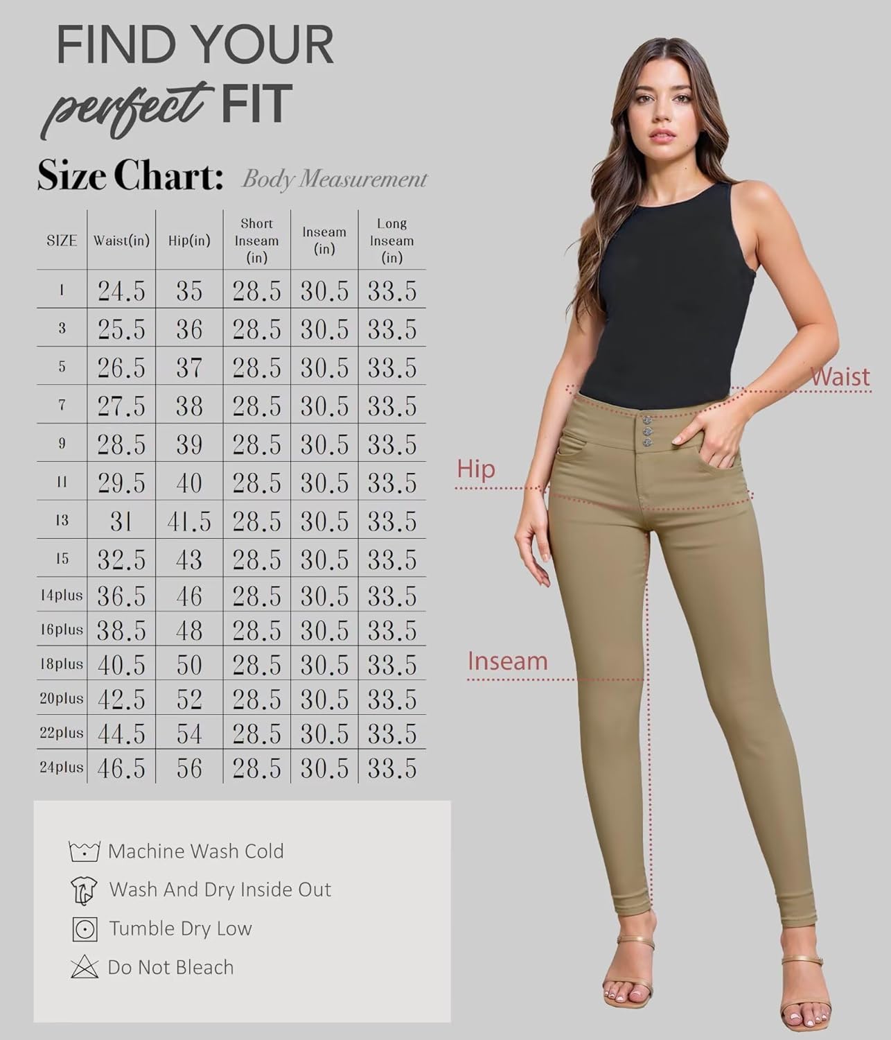 Hybrid & Company Women's Butt Lift Skinny High Waisted V3 Super Comfy Stretch Denim Pants