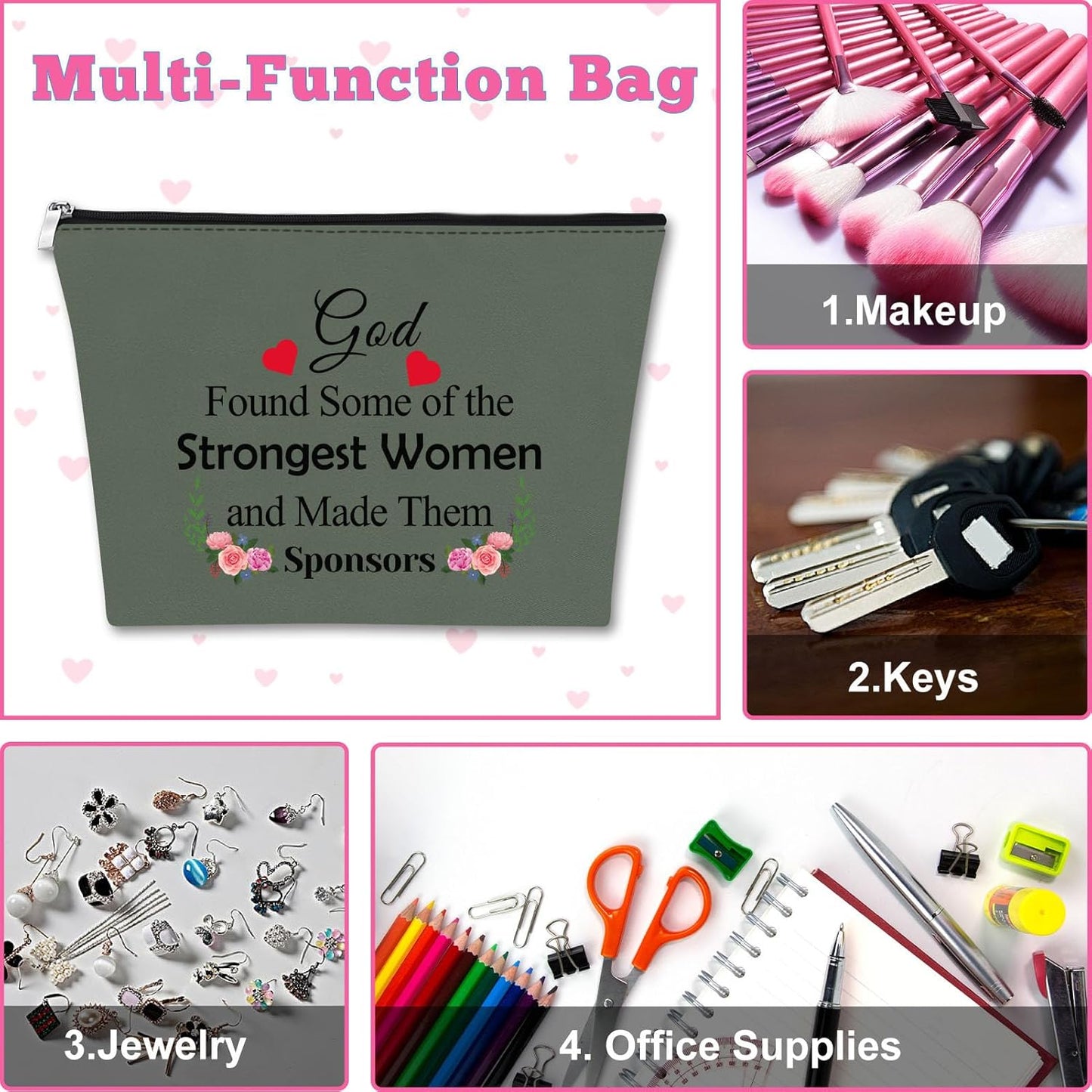 Sponsor Gift for Women Makeup Bag Sponsor Appreciation Gift AA NA Addiction Recovery Gift Cosmetic Bag Confirmation Sponsor Gift Sponsor Thank You Gift Alcoholics Anonymous Gift Sobriety Gift(Gray)