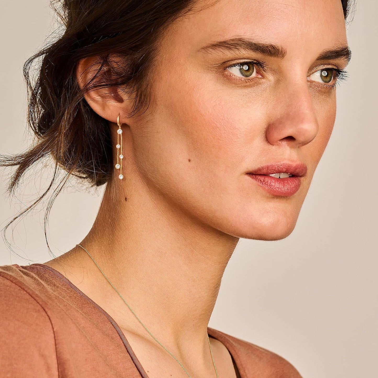 Gold Dangle Earrings for Women: Hypoallergenic Long Drop Dangling Earrings, Dainty 14K Gold Plated Hoop Earrings, Trendy Fashion Jewelry for Prom
