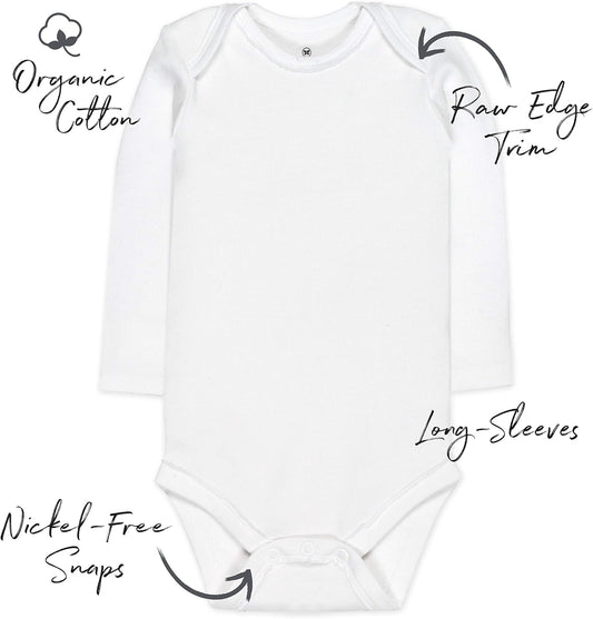 HonestBaby baby-boys 5-pack Long Sleeve Bodysuits One-piece 100% Organic Cotton for Infant Baby Boys