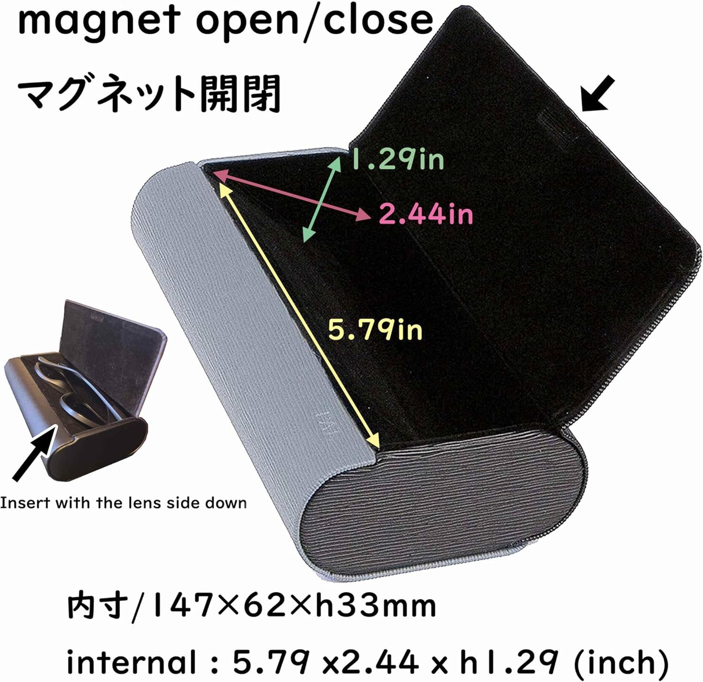 Glasses Case for 2 Storage Portable Compact Slim Two-Piece Soft Case Hard Case