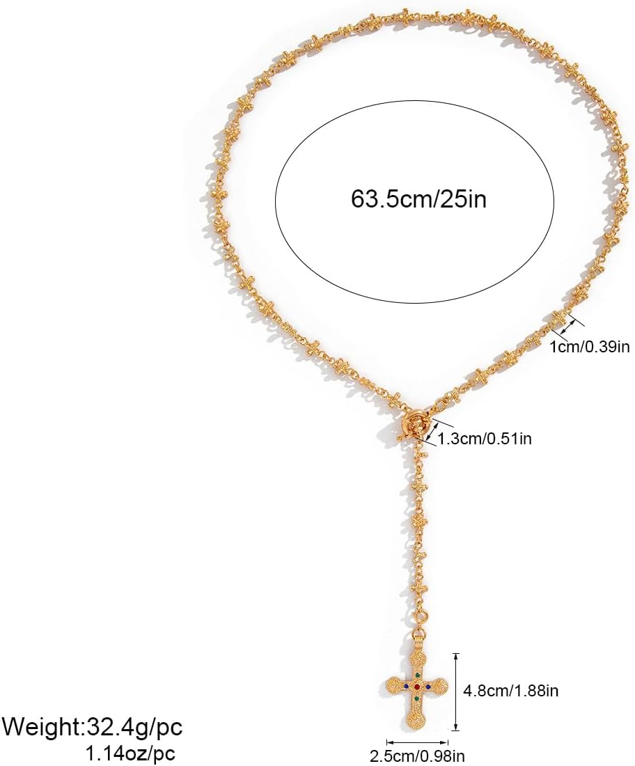 Shiny Cross Pendant Necklace for Women Fashion Molecule Chain necklace Statement Y2K Ins Party Jewelry