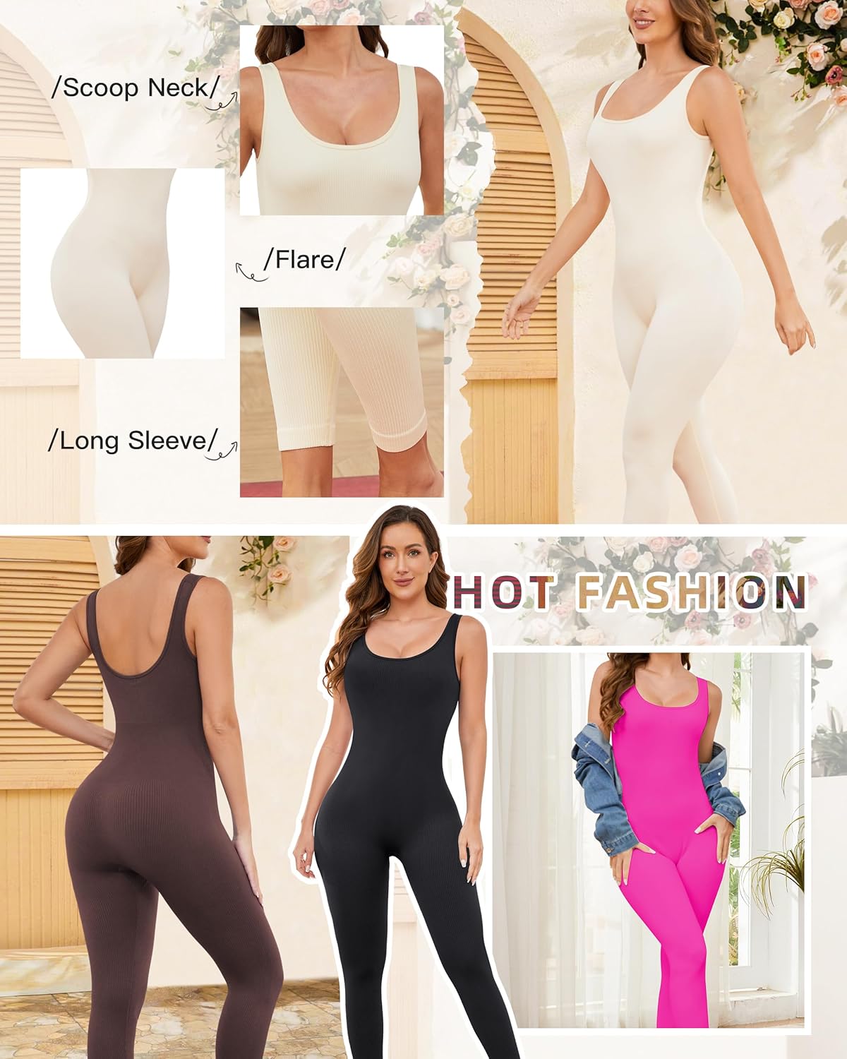 Women Workout Yoga Jumpsuit Sleeveless Bodycon Scoop Neck Exercise Romper Seamless Full Length Jumpsuits