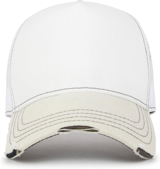 ililily Solid Color Vintage Distressed Mesh Blank Trucker Hat Baseball Cap