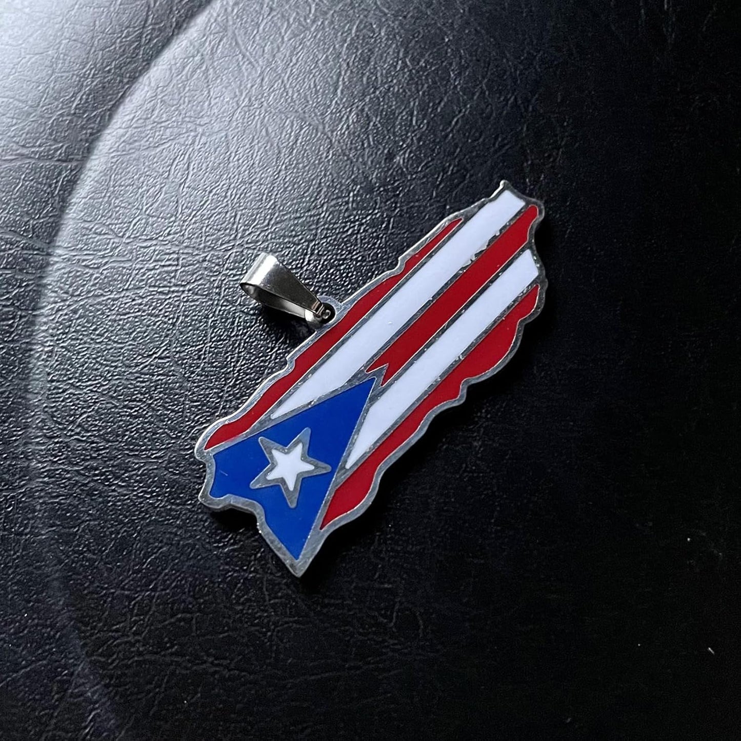Womens Fashion Stainless Steel Puerto Rico Map Pendant Necklace