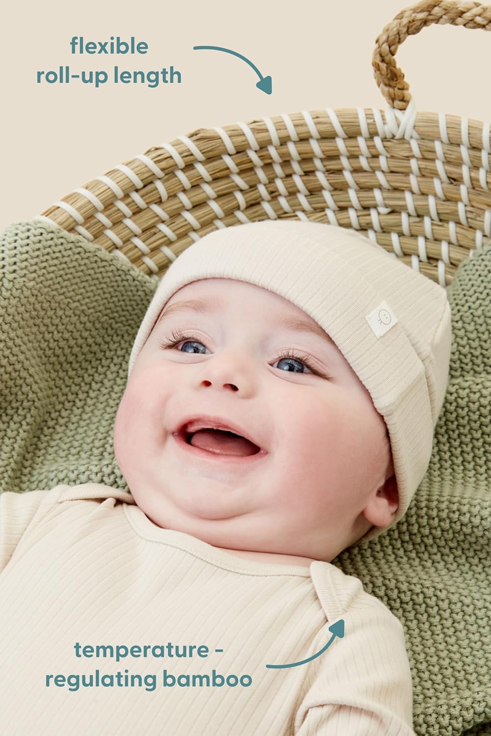 MORI Baby Unisex Stretchy Ribbed Hat for Boys and Girls - Cozy Warm Casual Roll Up Beanie - Soft Toddler Headwear