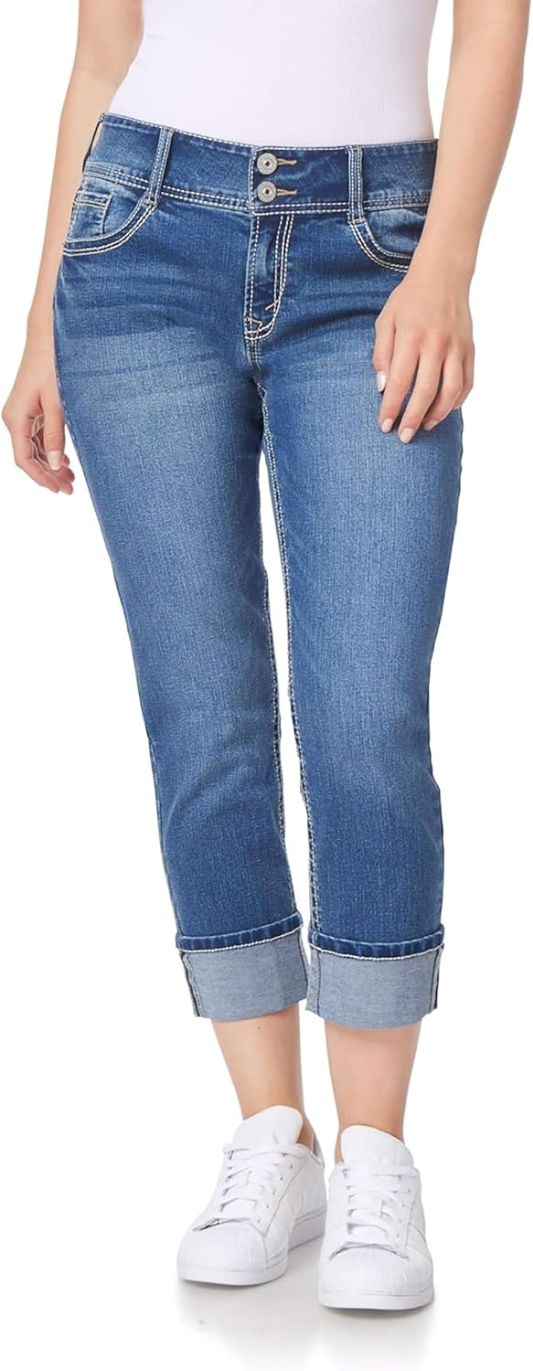 WallFlower Women's Size Luscious Curvy 23.5'' Crop Mid-Rise Insta Stretch Juniors (Standard and Plus)
