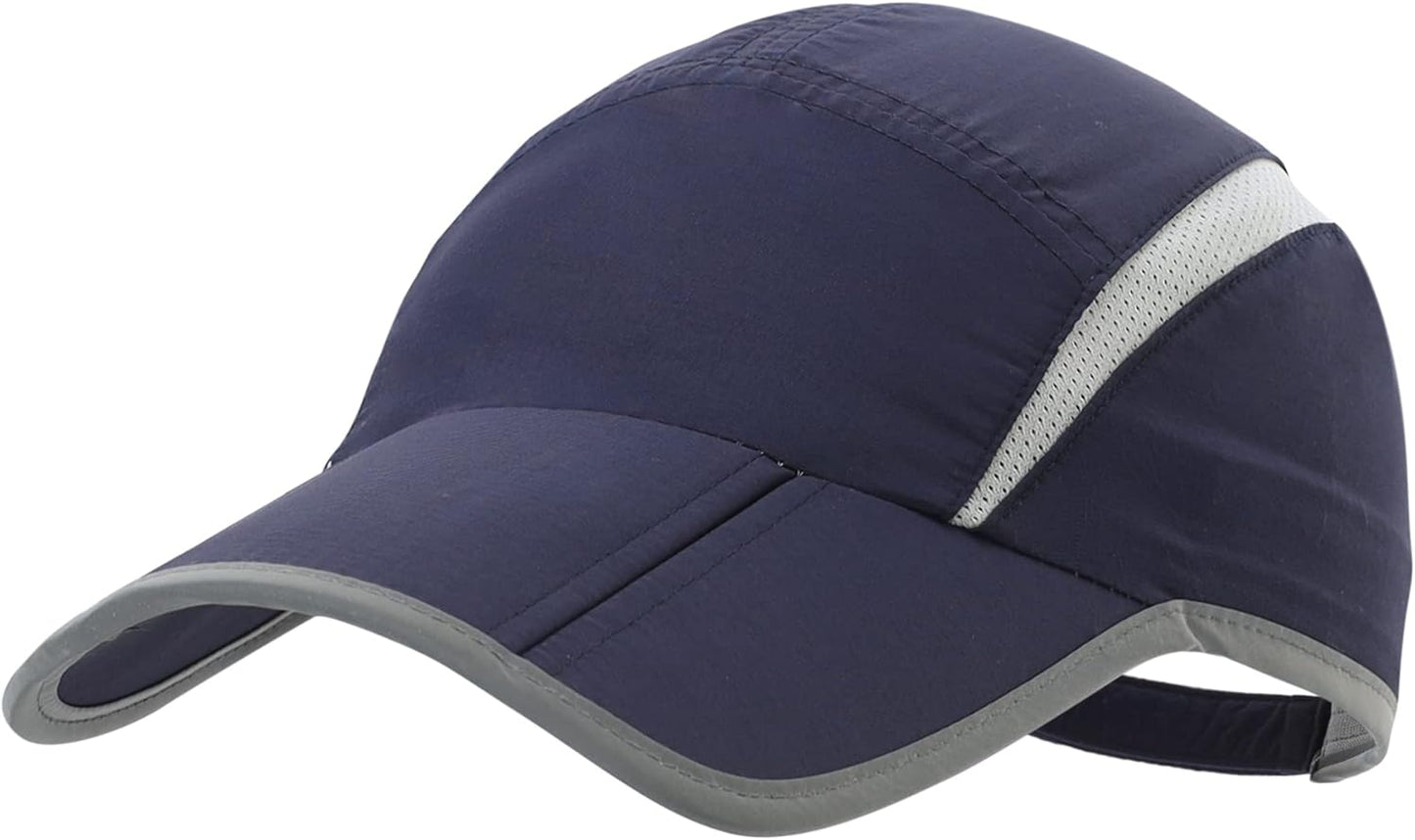 Connectyle Foldable Mesh Sports Cap with Reflective Stripe Breathable Sun Runner Cap