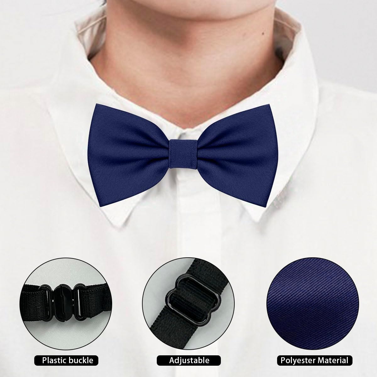 Baby Bow Ties for Boys Pre Tied Toddler Bow Tie Adjustable Kids Baby Bowties for Wedding Party