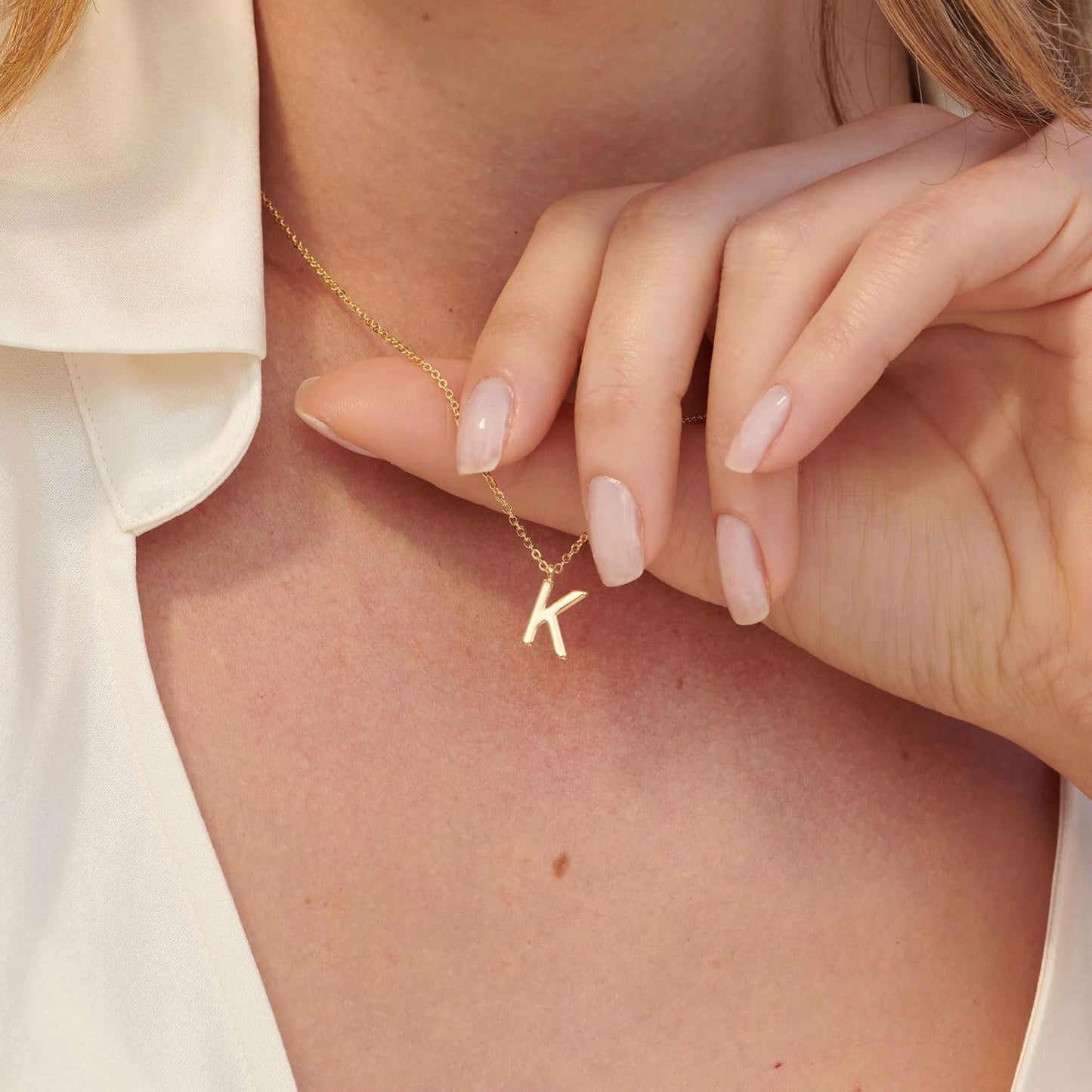 HANLI Initial Necklaces for Women - 14k Gold Plated Dainty Letter Necklace Simple Alphabet A-Z Necklace Personalized Monogram Name Necklace for Women Jewelry