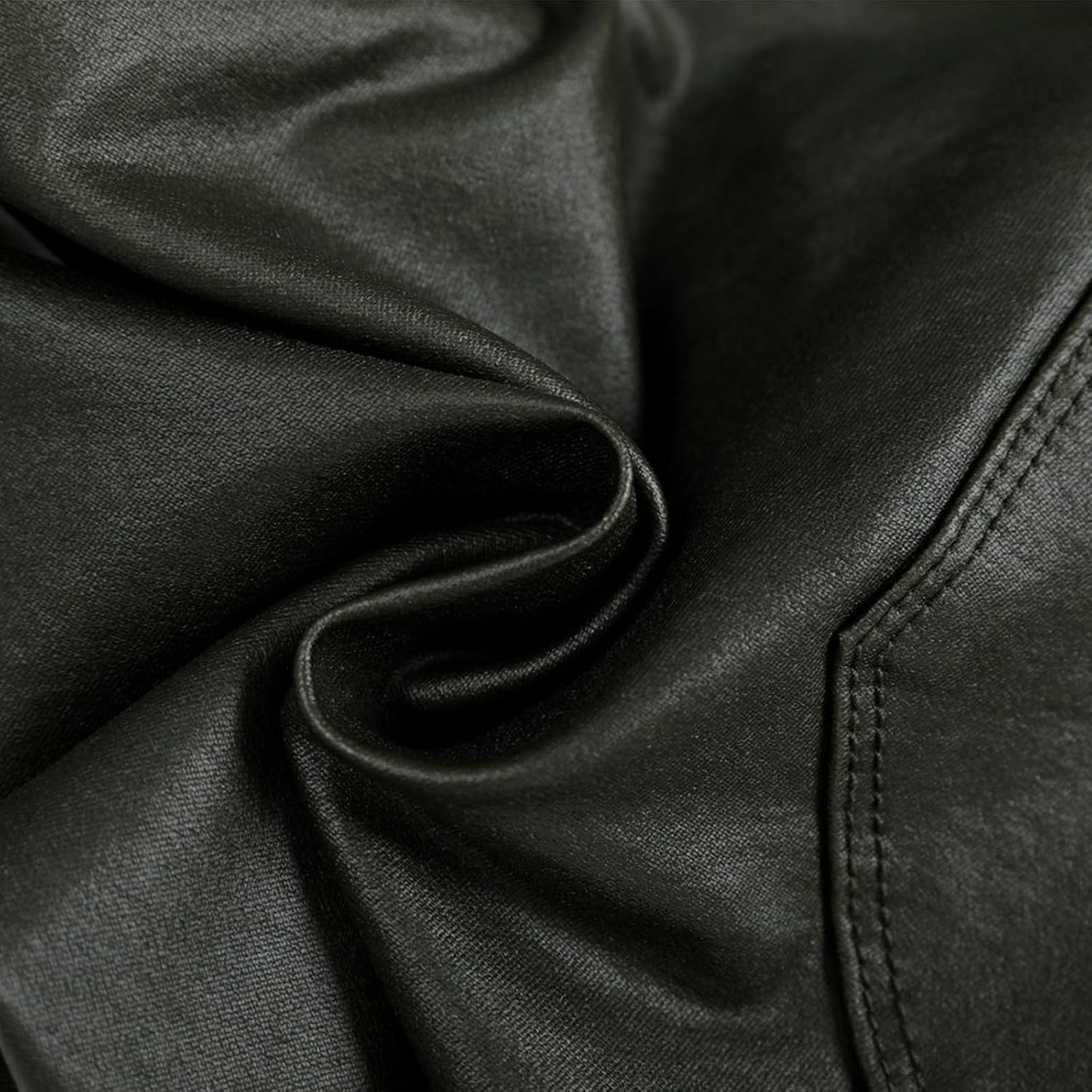 Women's Faux Leather Coated Flare Pants Mid Waist PU Skinny Black Leggings Bell Bottom Pants with Pockets