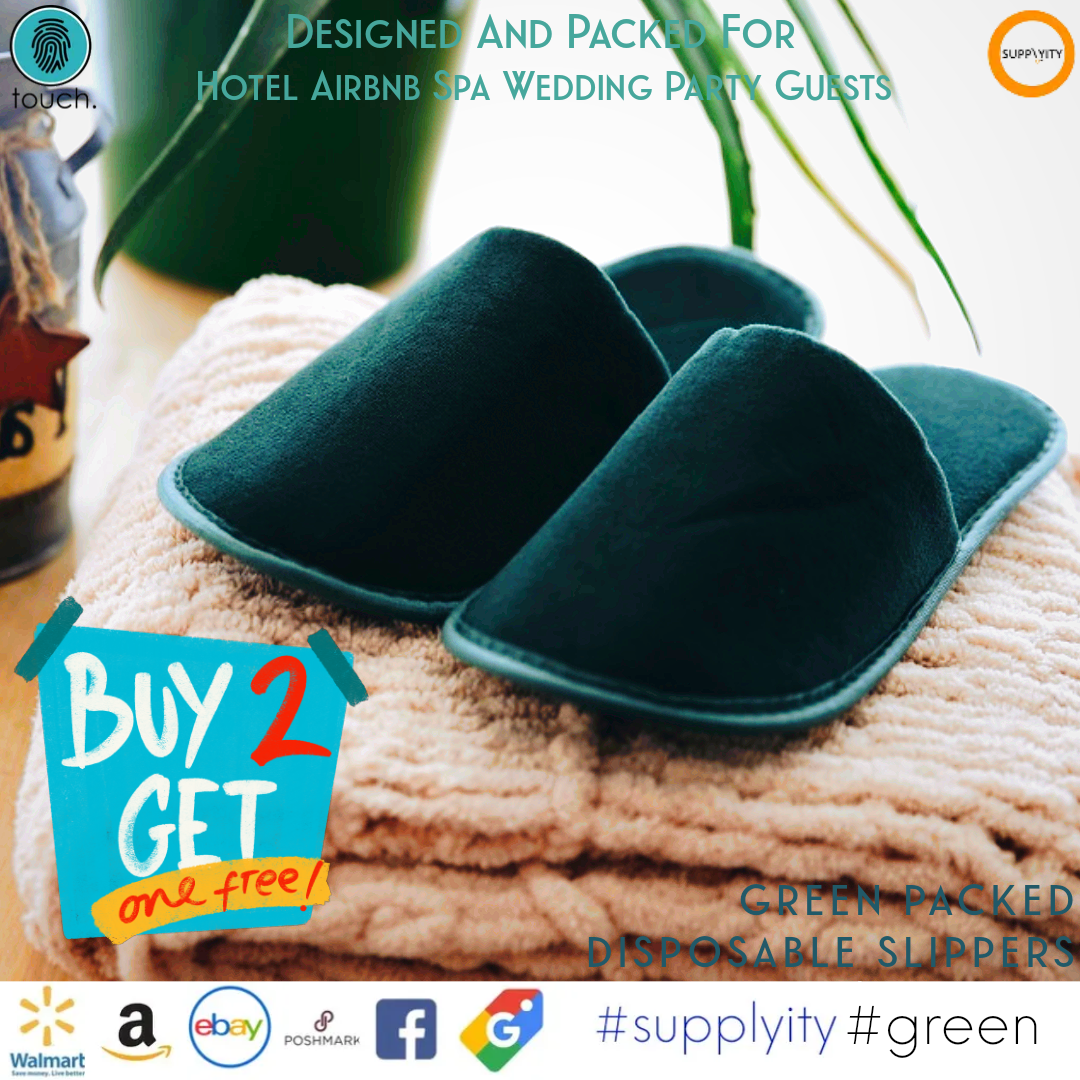 Chochili Fabric Packed Non-Woven Disposable Hotel Slippers for Travel Airbnb Spa Wedding Guests Adult Men Women Size 10-11, White