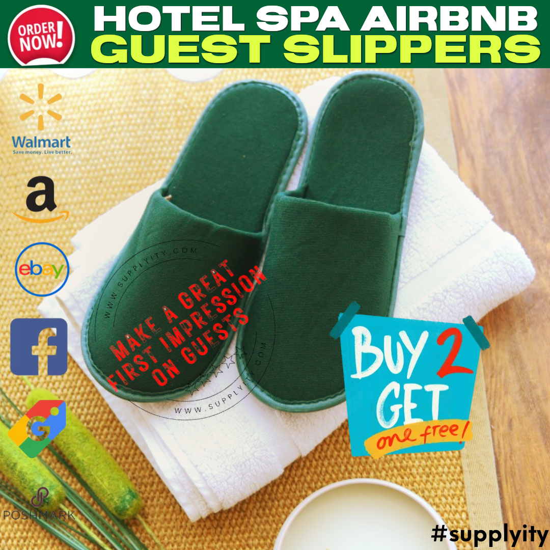 Chochili Fabric Packed Non-Woven Disposable Hotel Slippers for Travel Airbnb Spa Wedding Guests Adult Men Women Size 10-11, White