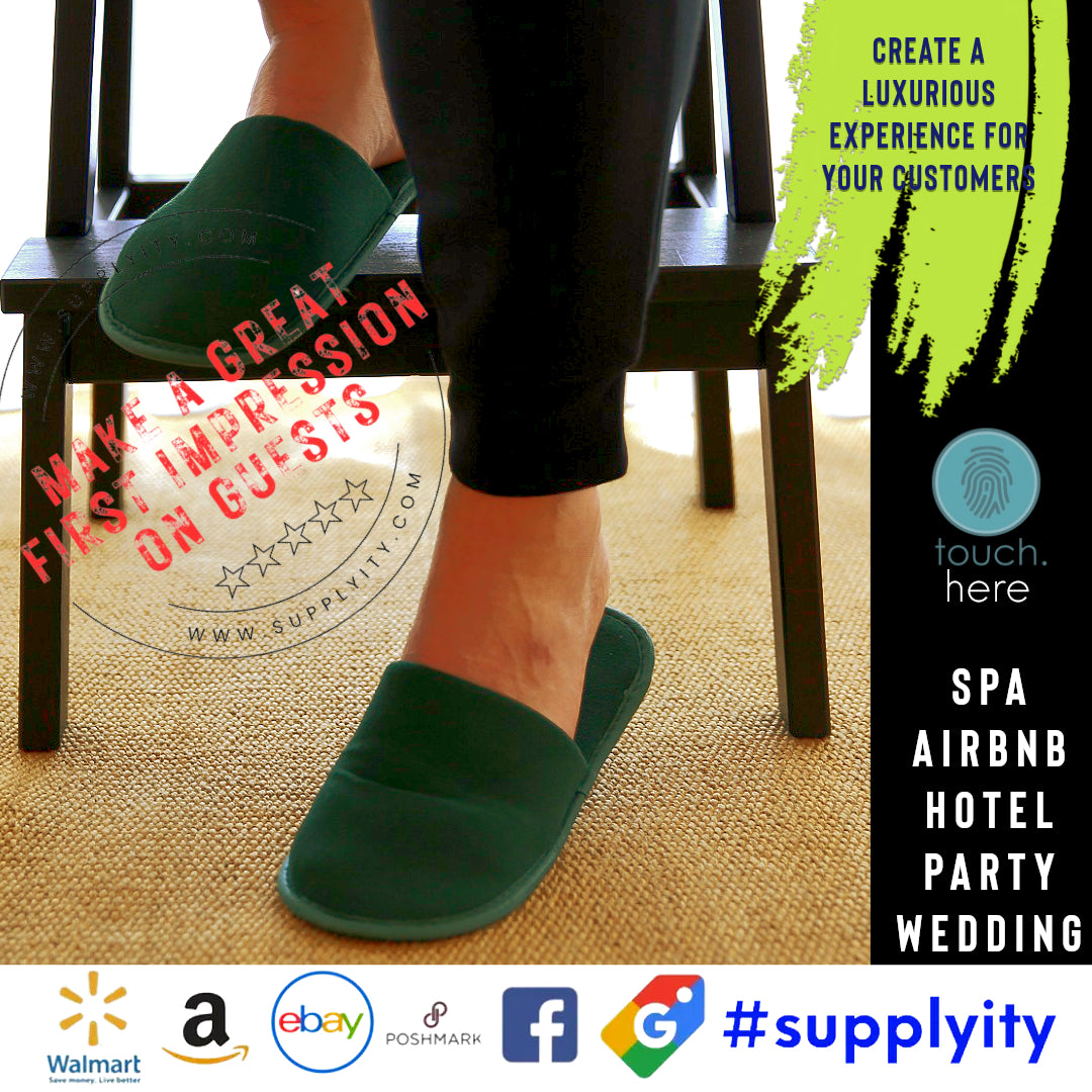 Chochili Fabric Packed Non-Woven Disposable Hotel Slippers for Travel Airbnb Spa Wedding Guests Adult Men Women Size 10-11, White