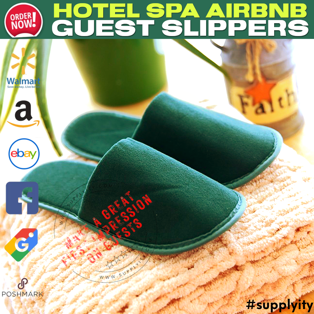 Chochili Fabric Packed Non-Woven Disposable Hotel Slippers for Travel Airbnb Spa Wedding Guests Adult Men Women Size 10-11, White