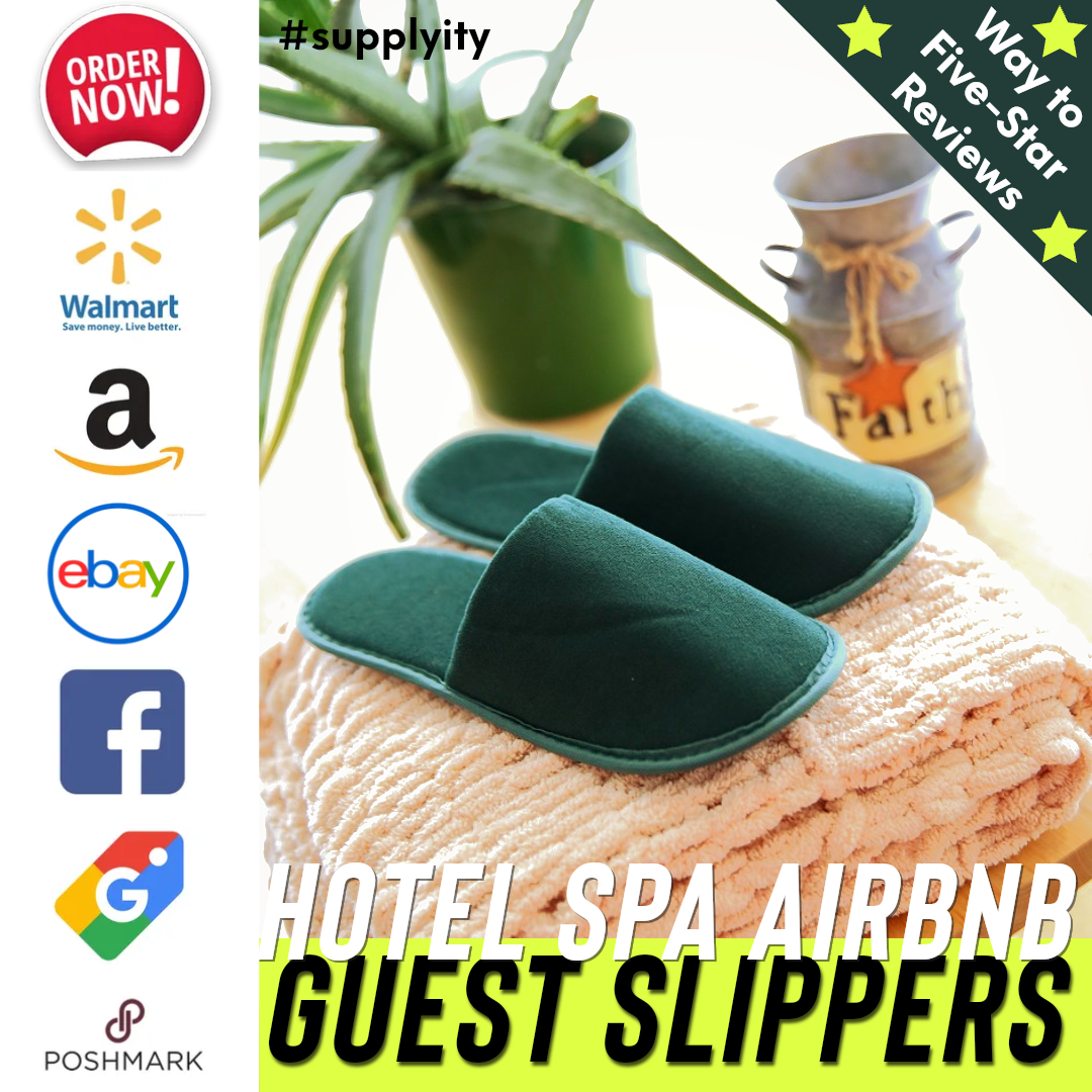 Chochili Fabric Packed Non-Woven Disposable Hotel Slippers for Travel Airbnb Spa Wedding Guests Adult Men Women Size 10-11, White