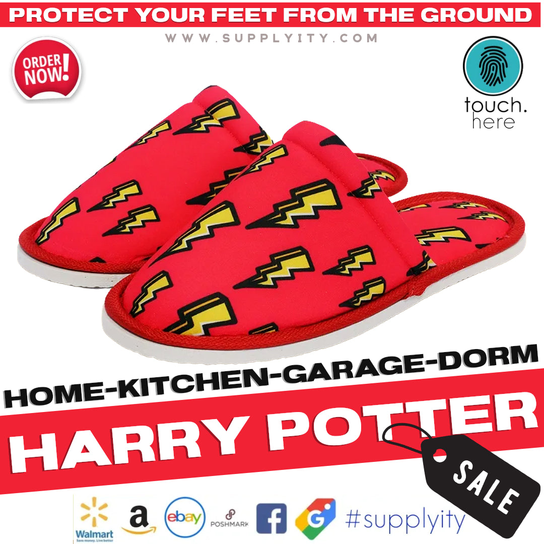 Chochili Erkekler Harry Potter Yıldırım Cıvatası Ev Terlikleri Hafif Sessiz Yürüyüş Boyu 8 ila 10
