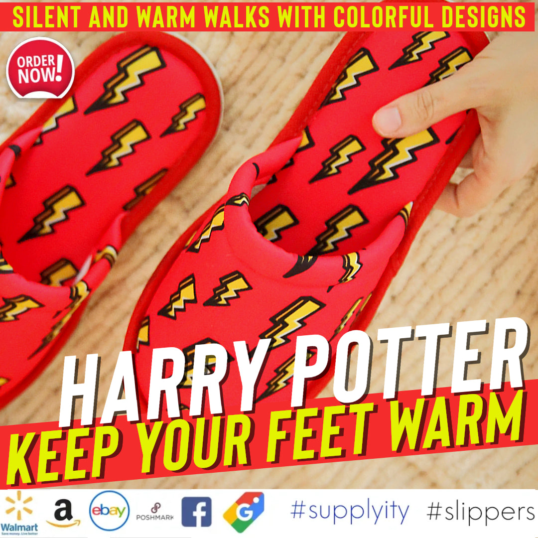 Chochili Erkekler Harry Potter Yıldırım Cıvatası Ev Terlikleri Hafif Sessiz Yürüyüş Boyu 8 ila 10