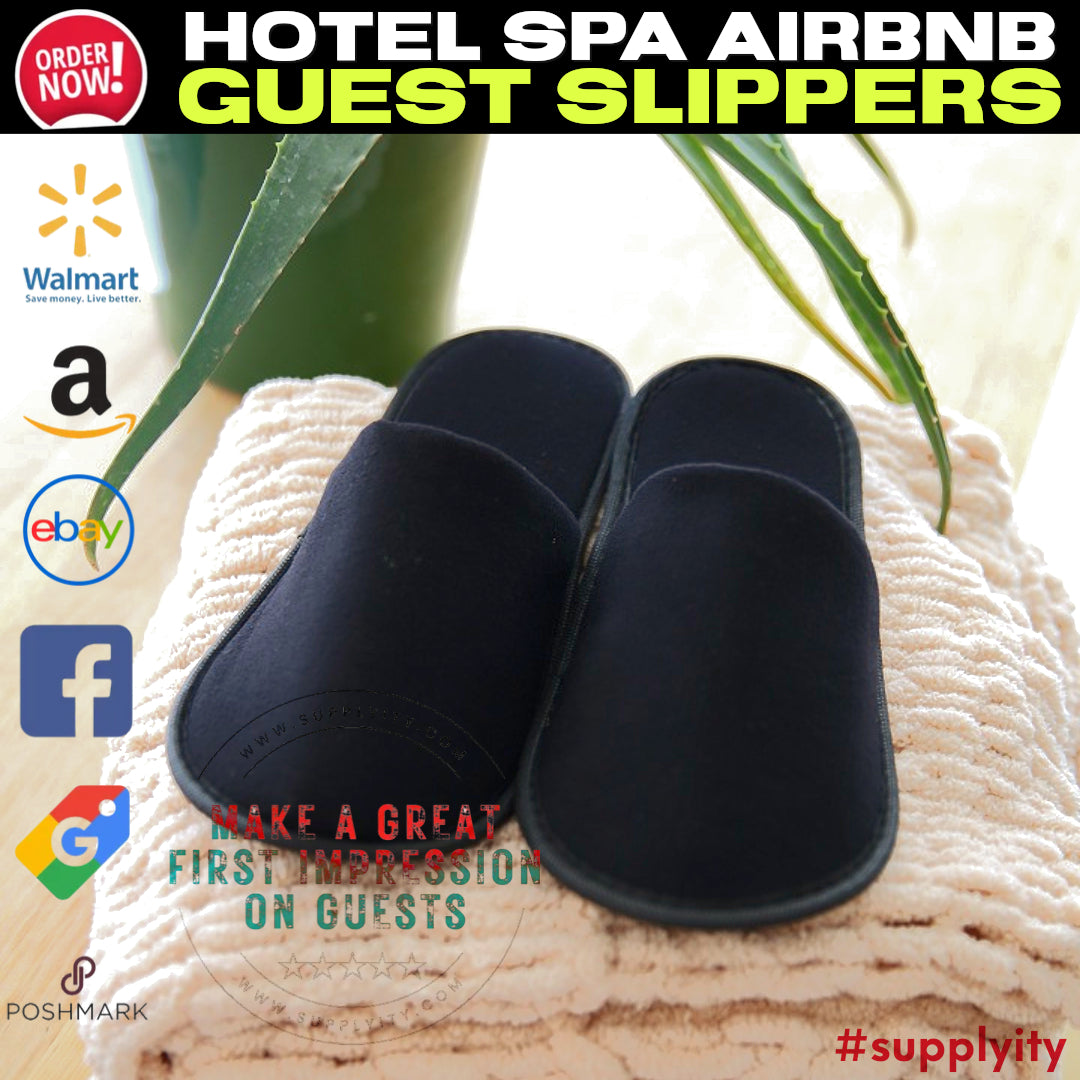 Chochili Fabric Packed Non-Woven Disposable Hotel Slippers for Travel Airbnb Spa Wedding Guests Adult Men Women Size 10-11, White