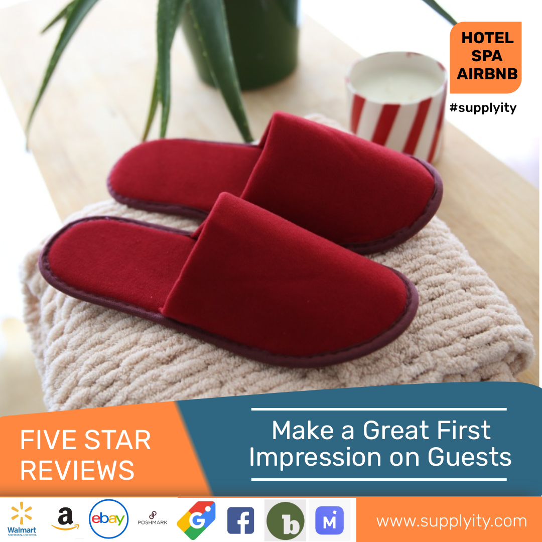 Chochili Fabric Packed Non-Woven Disposable Hotel Slippers for Travel Airbnb Spa Wedding Guests Adult Men Women Size 10-11, White