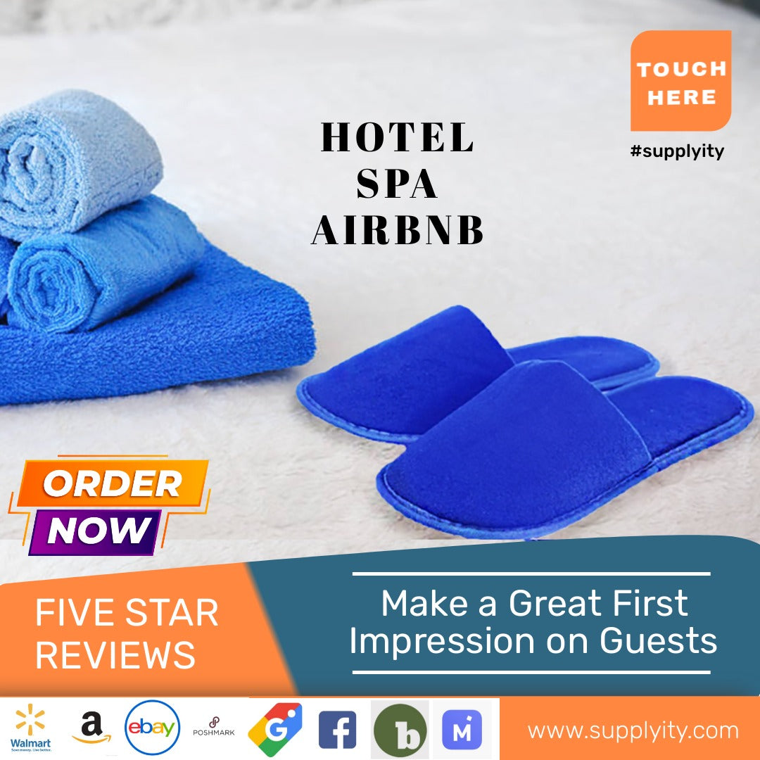 Chochili Fabric Packed Non-Woven Disposable Hotel Slippers for Travel Airbnb Spa Wedding Guests Adult Men Women Size 10-11, White