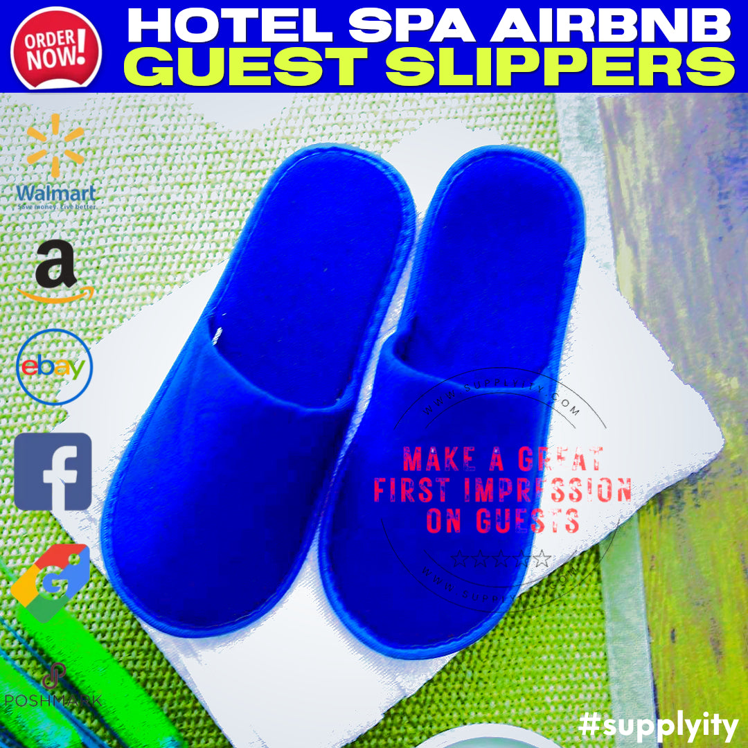 Chochili Fabric Packed Non-Woven Disposable Hotel Slippers for Travel Airbnb Spa Wedding Guests Adult Men Women Size 10-11, White