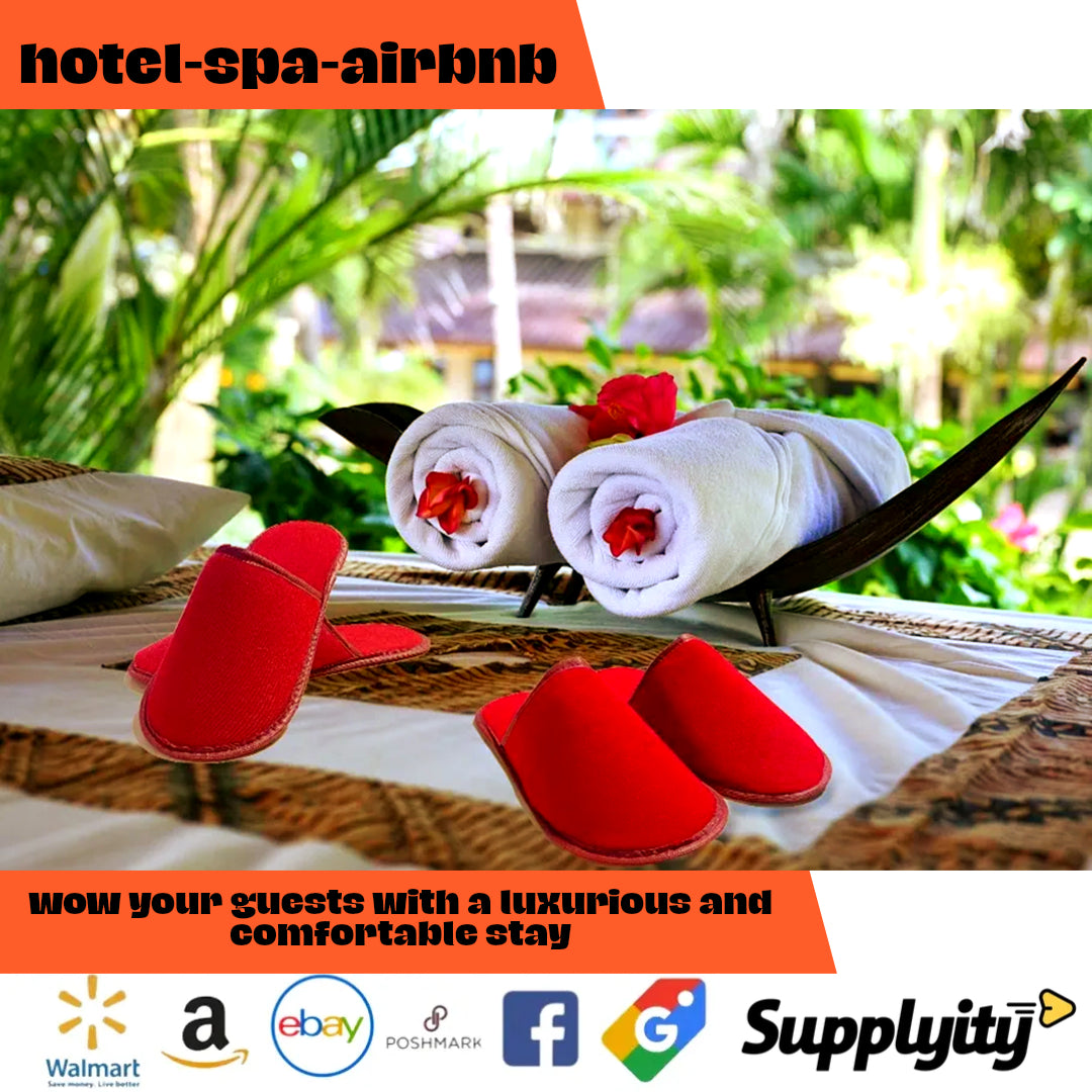 Chochili Fabric Packed Non-Woven Disposable Hotel Slippers for Travel Airbnb Spa Wedding Guests Adult Men Women Size 10-11, White