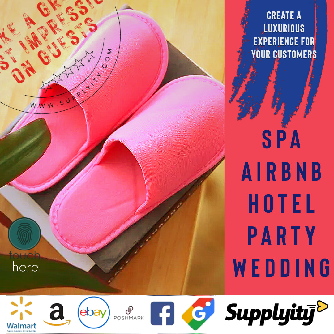 Chochili Fabric Packed Non-Woven Disposable Hotel Slippers for Travel Airbnb Spa Wedding Guests Adult Men Women Size 10-11, White