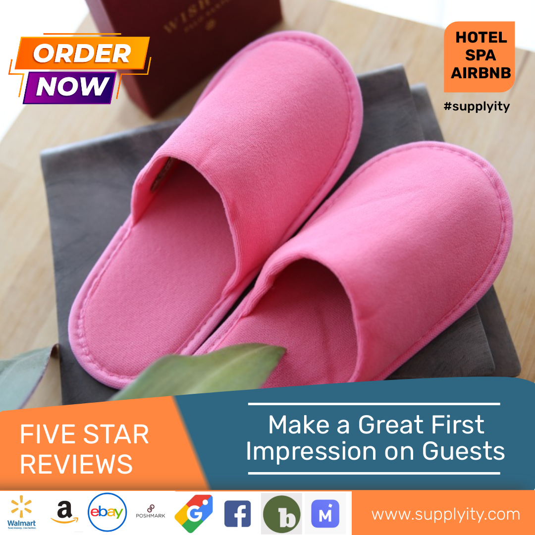 Chochili Fabric Packed Non-Woven Disposable Hotel Slippers for Travel Airbnb Spa Wedding Guests Adult Men Women Size 10-11, White
