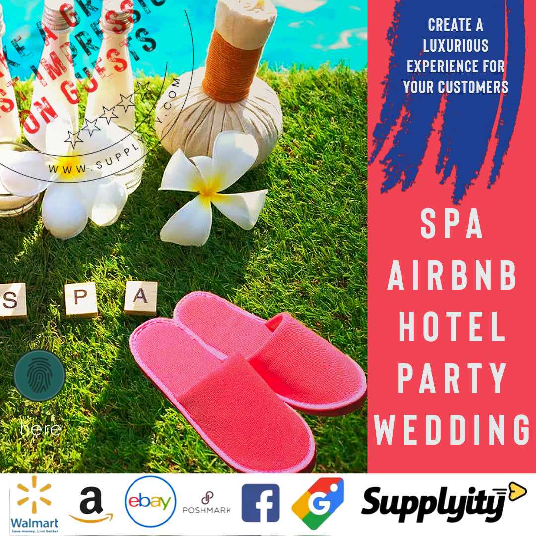 Chochili Fabric Packed Non-Woven Disposable Hotel Slippers for Travel Airbnb Spa Wedding Guests Adult Men Women Size 10-11, White