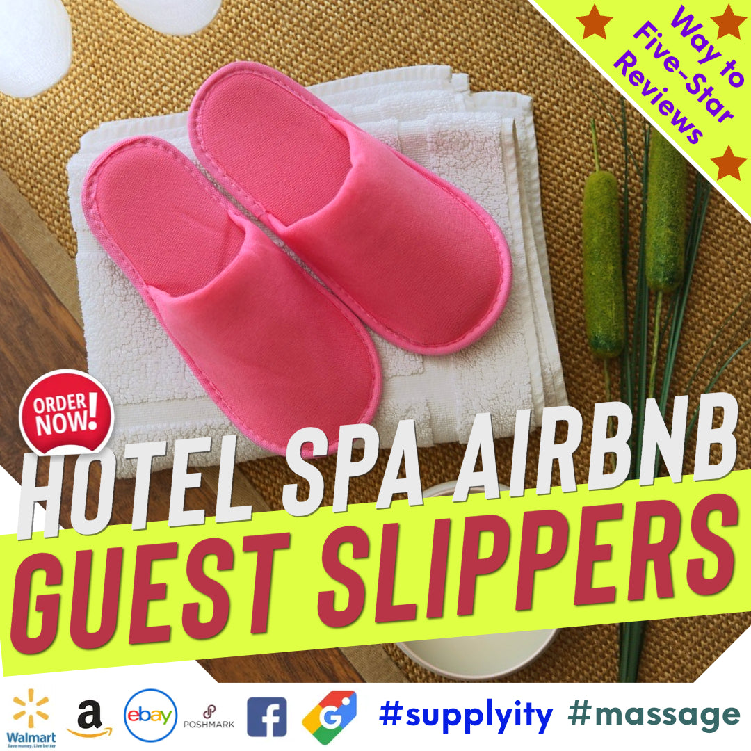 Chochili Fabric Packed Non-Woven Disposable Hotel Slippers for Travel Airbnb Spa Wedding Guests Adult Men Women Size 10-11, White