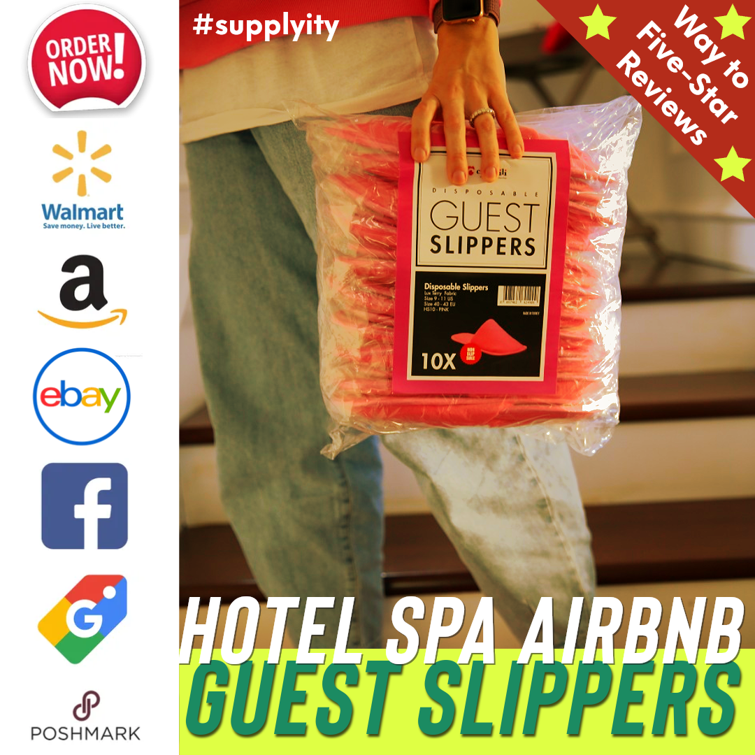 Chochili Fabric Packed Non-Woven Disposable Hotel Slippers for Travel Airbnb Spa Wedding Guests Adult Men Women Size 10-11, White
