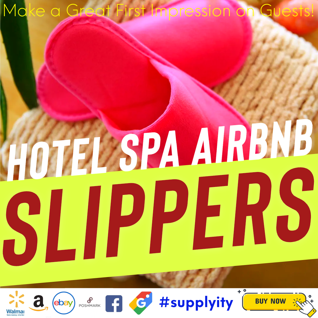 Chochili Fabric Packed Non-Woven Disposable Hotel Slippers for Travel Airbnb Spa Wedding Guests Adult Men Women Size 10-11, White