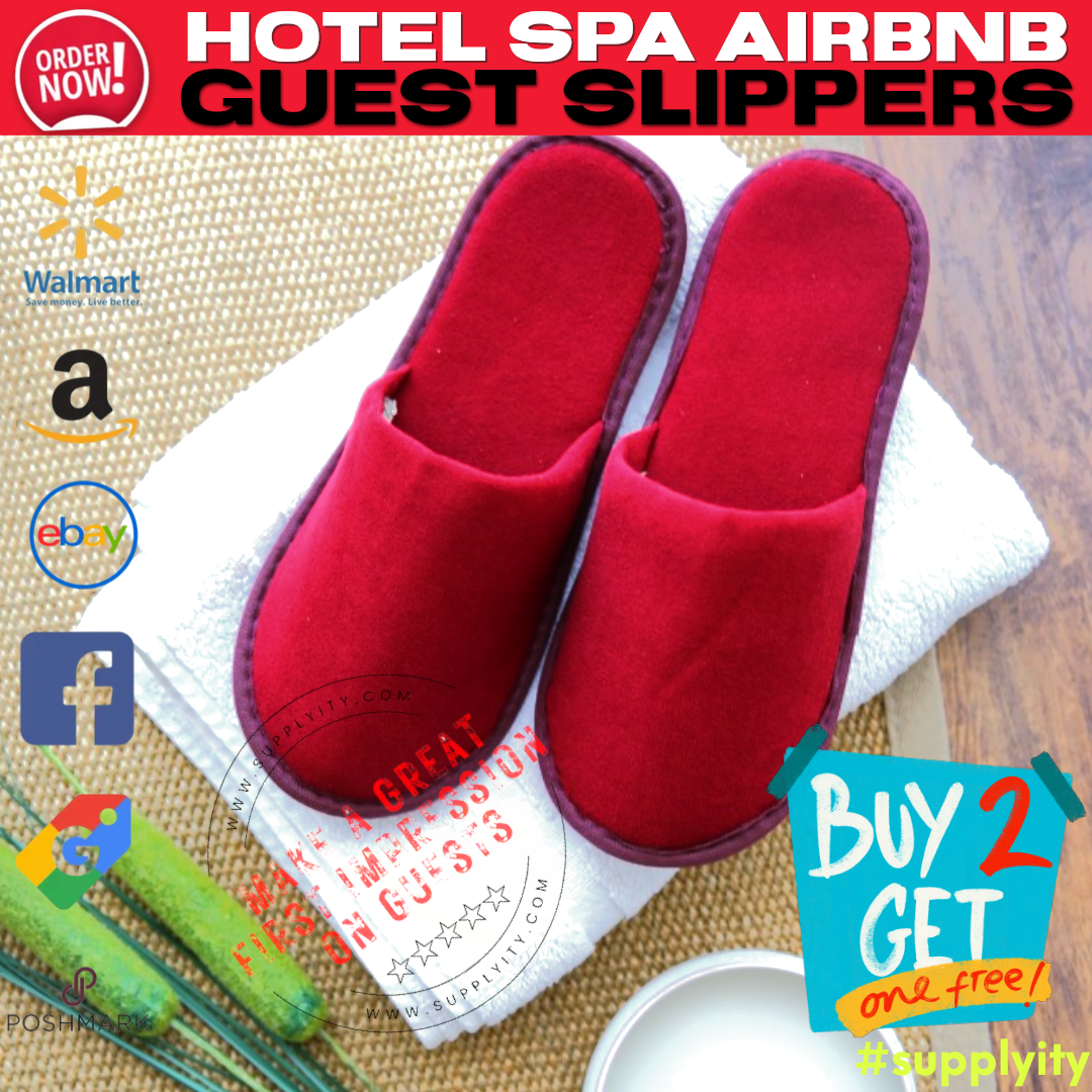 Chochili Fabric Packed Non-Woven Disposable Hotel Slippers for Travel Airbnb Spa Wedding Guests Adult Men Women Size 10-11, White