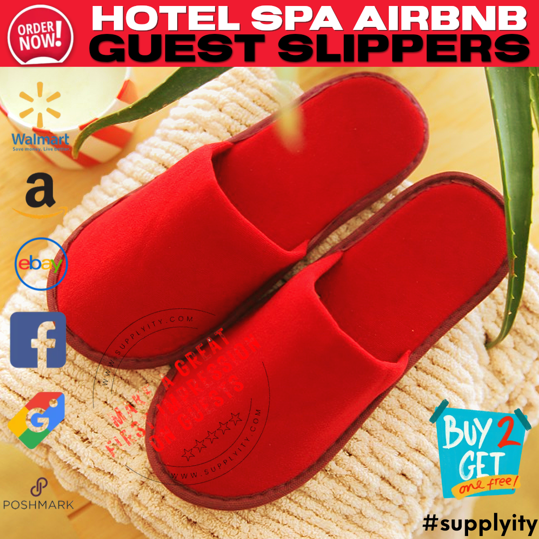 Chochili Fabric Packed Non-Woven Disposable Hotel Slippers for Travel Airbnb Spa Wedding Guests Adult Men Women Size 10-11, White