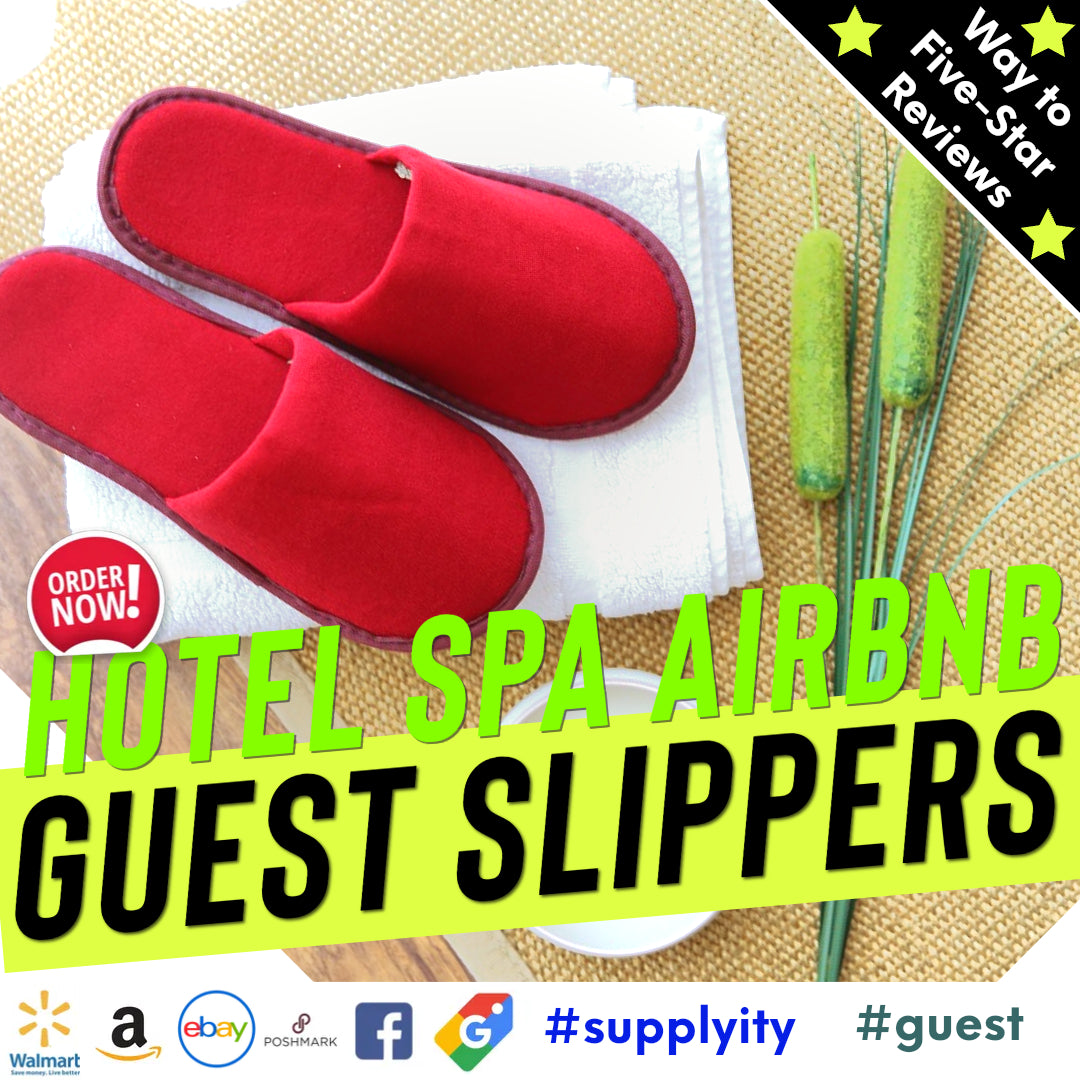 Chochili Fabric Packed Non-Woven Disposable Hotel Slippers for Travel Airbnb Spa Wedding Guests Adult Men Women Size 10-11, White