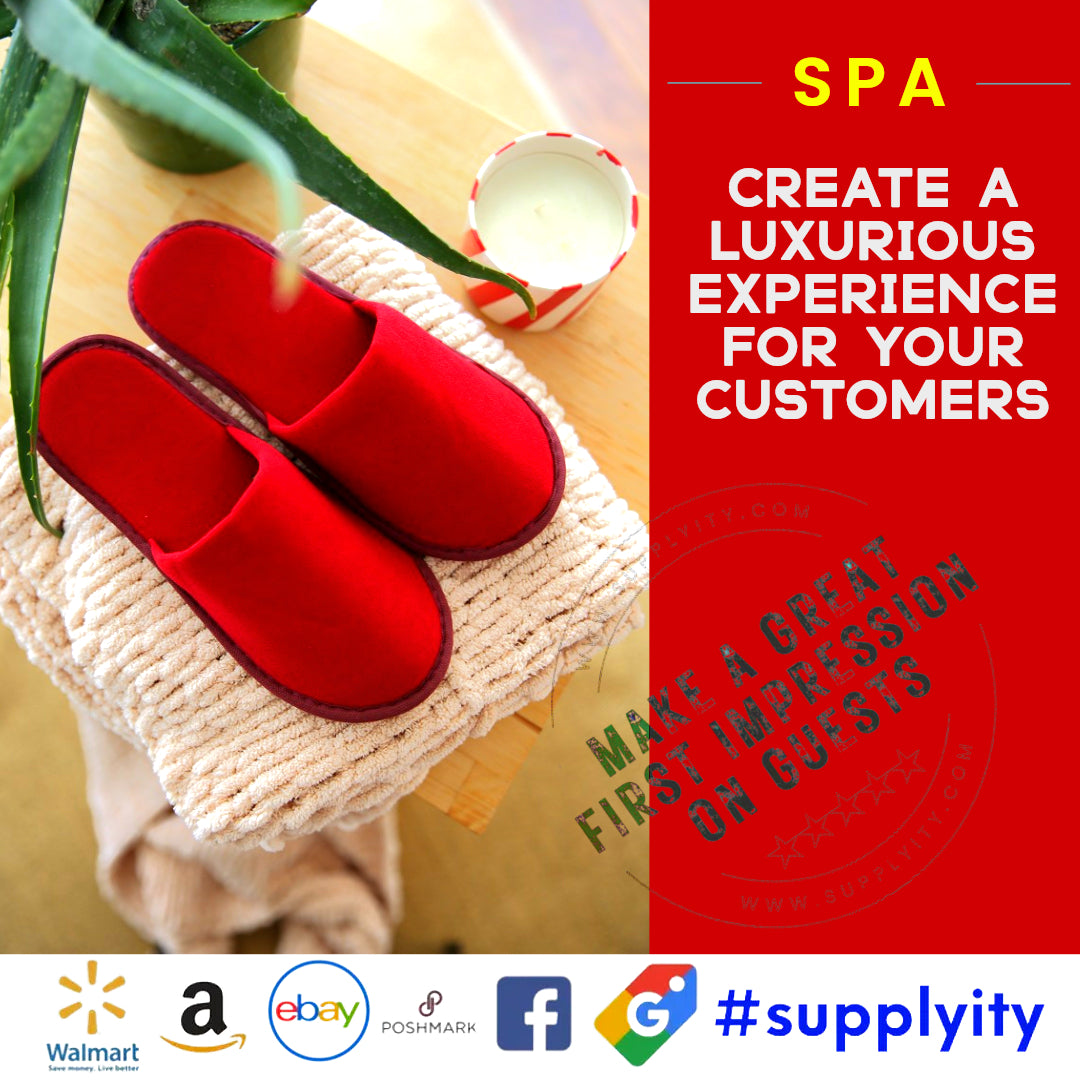 Chochili Fabric Packed Non-Woven Disposable Hotel Slippers for Travel Airbnb Spa Wedding Guests Adult Men Women Size 10-11, White