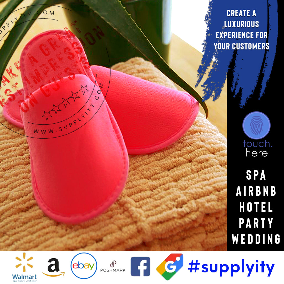 Chochili Fabric Packed Non-Woven Disposable Hotel Slippers for Travel Airbnb Spa Wedding Guests Adult Men Women Size 10-11, White