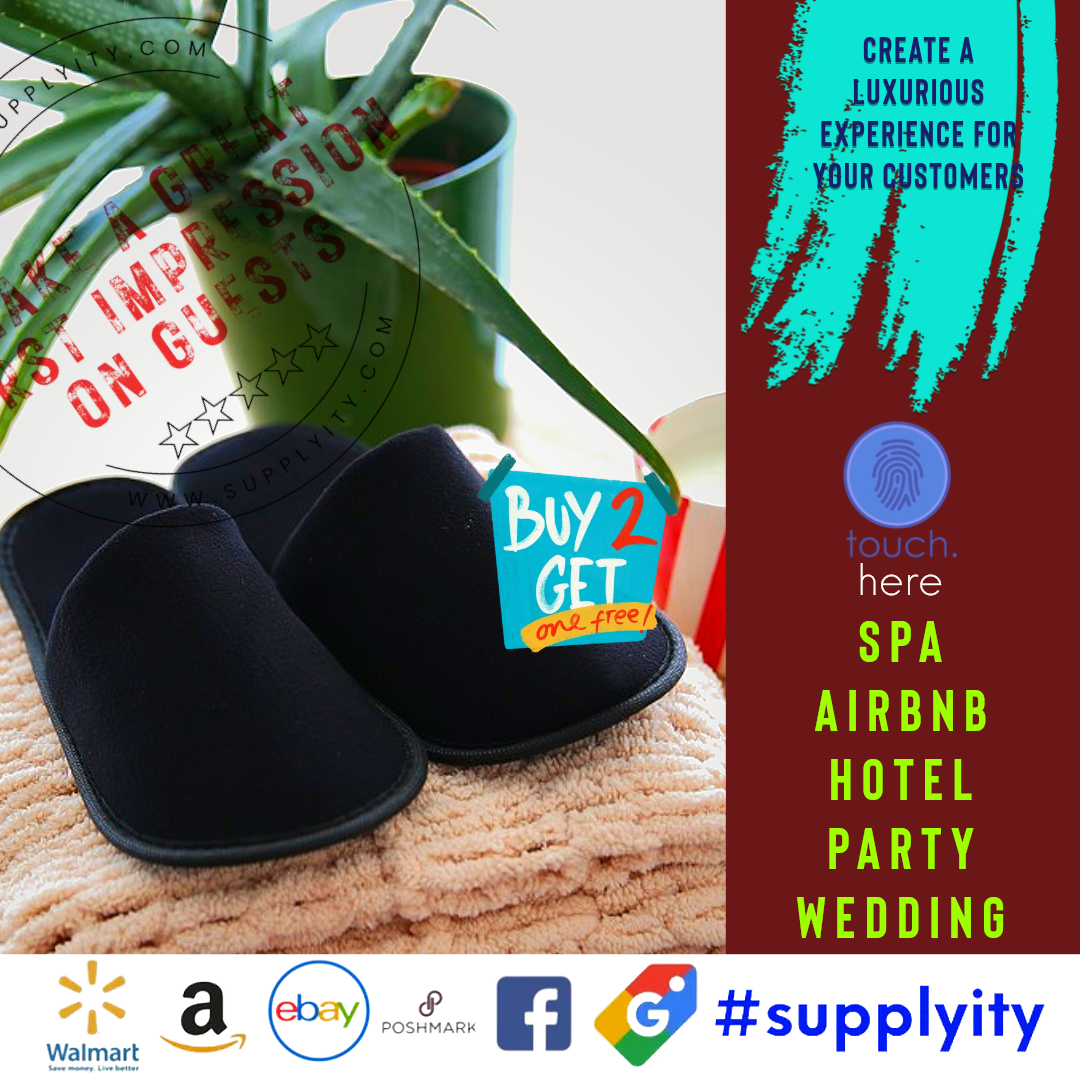 Chochili Fabric Packed Non-Woven Disposable Hotel Slippers for Travel Airbnb Spa Wedding Guests Adult Men Women Size 10-11, White
